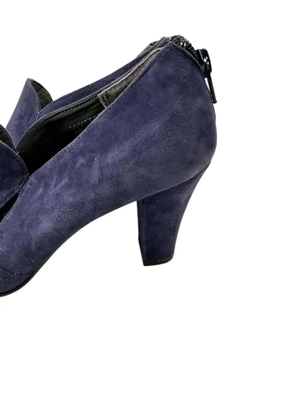 Aerosoles Navy Suede Shooties Cutout Back Zip Block Heel Comfort Womens 6.5